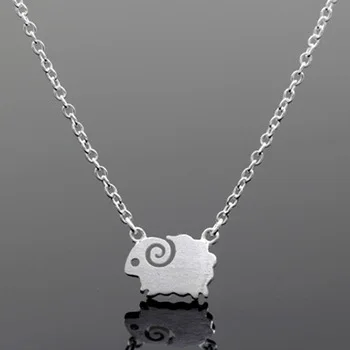 Kinitial 1Pcs Sterling Silver Sheep Pendant Statement Necklace New Dreamy Sheep Necklace Jewelry For Women Charm Chain Collares