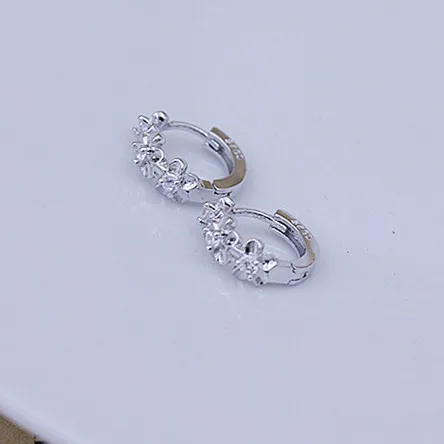 Top Quality 925 Sterling Silver Earrings For Women Jewelry Fashion Zircon Flower Hoop Earrings Girls Princess Accessories Charm