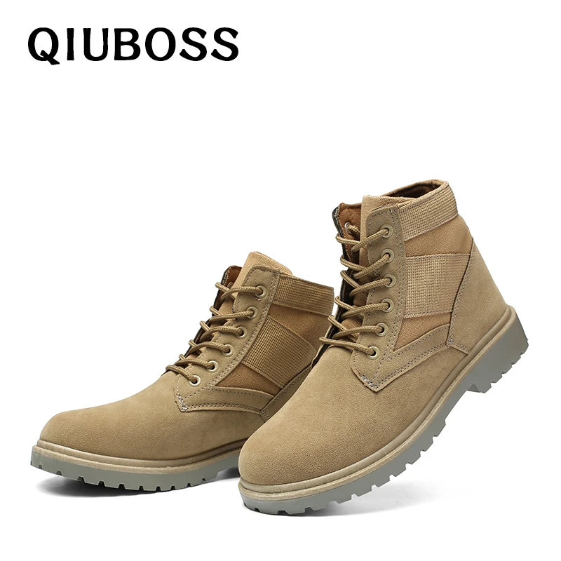 Elegancia hijo Días laborables Botas militares para hombre, botines de trabajo, transpirables, informales,  calzado de moda, 2 colores, invierno, 2018|Botas básicas| - AliExpress