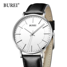 BUREI 2016 top étanche quartz-montre hommes hardlex verre en acier inoxydable poignet casual montres pour homme casual erkek kol saati