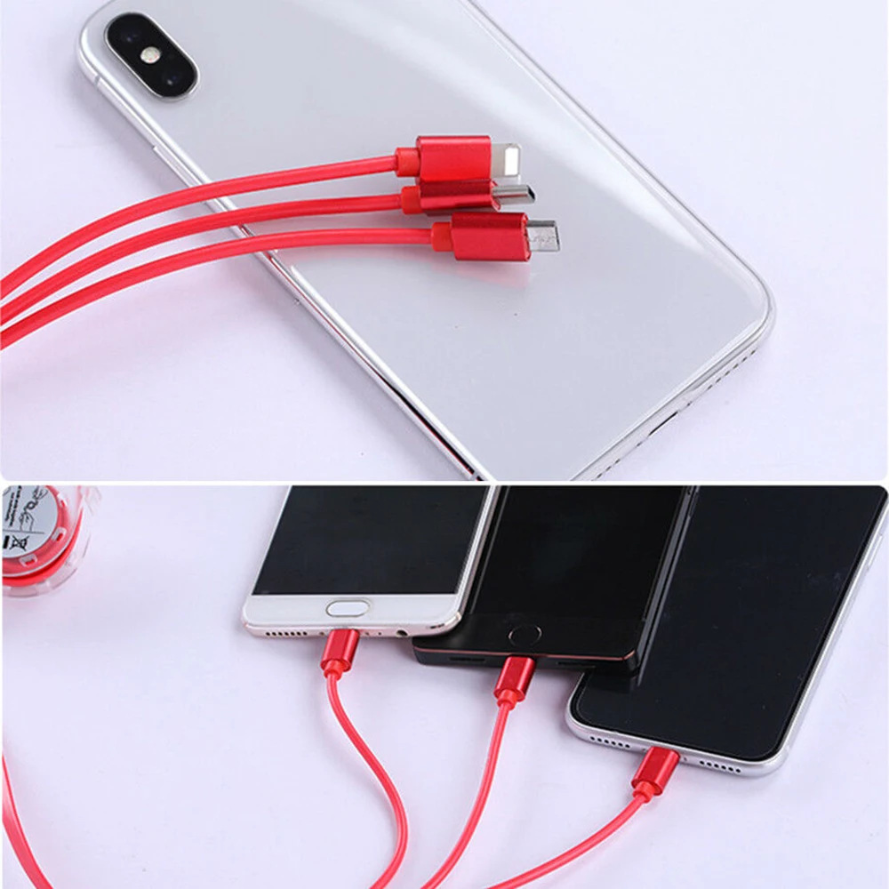 3 в 1 Выдвижной Мульти usb кабель для зарядки Micro usb type C Шнур зарядное устройство для мобильного телефона многофункциональный удлинитель линии передачи данных