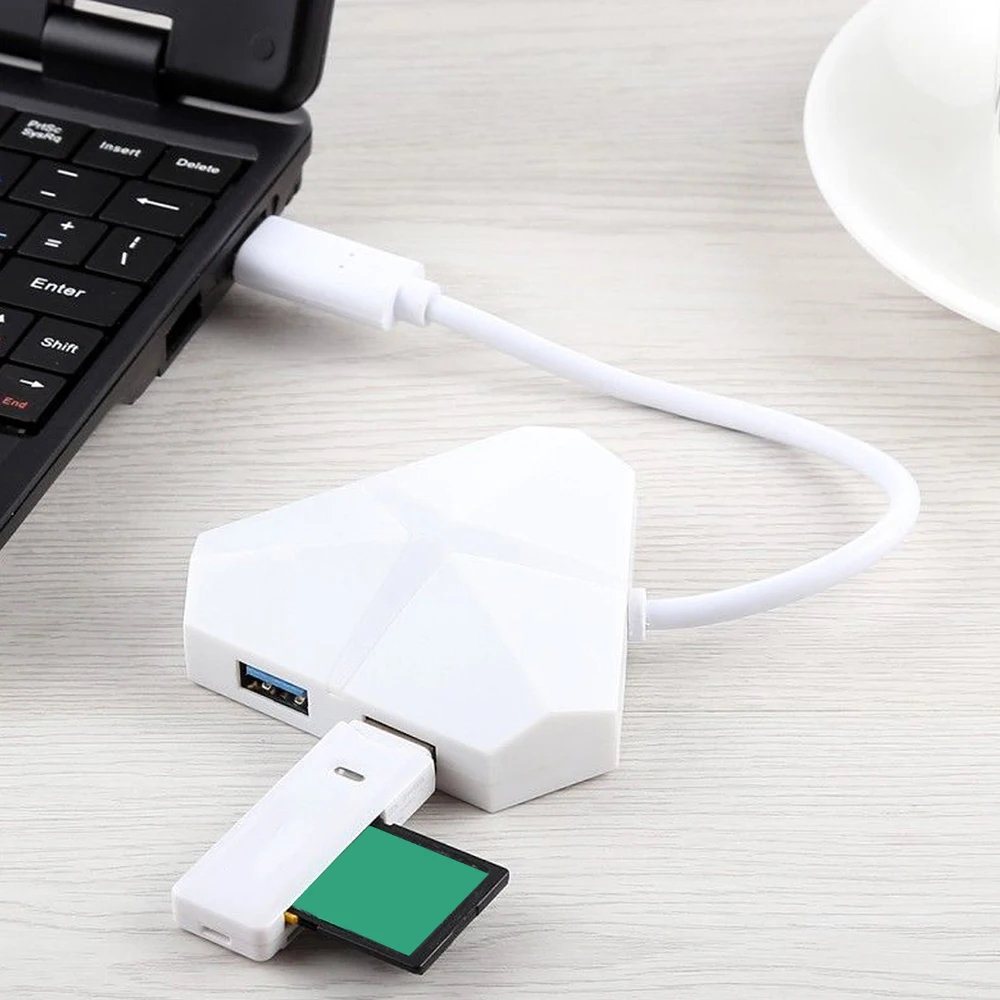 4 порты USB 3,0 хаб треугольный адаптер 5 Гбит/с, высокая скорость Splitter для iPhone huawei samsung ноутбука концентратор конвертер со светодио дный ным индикатором