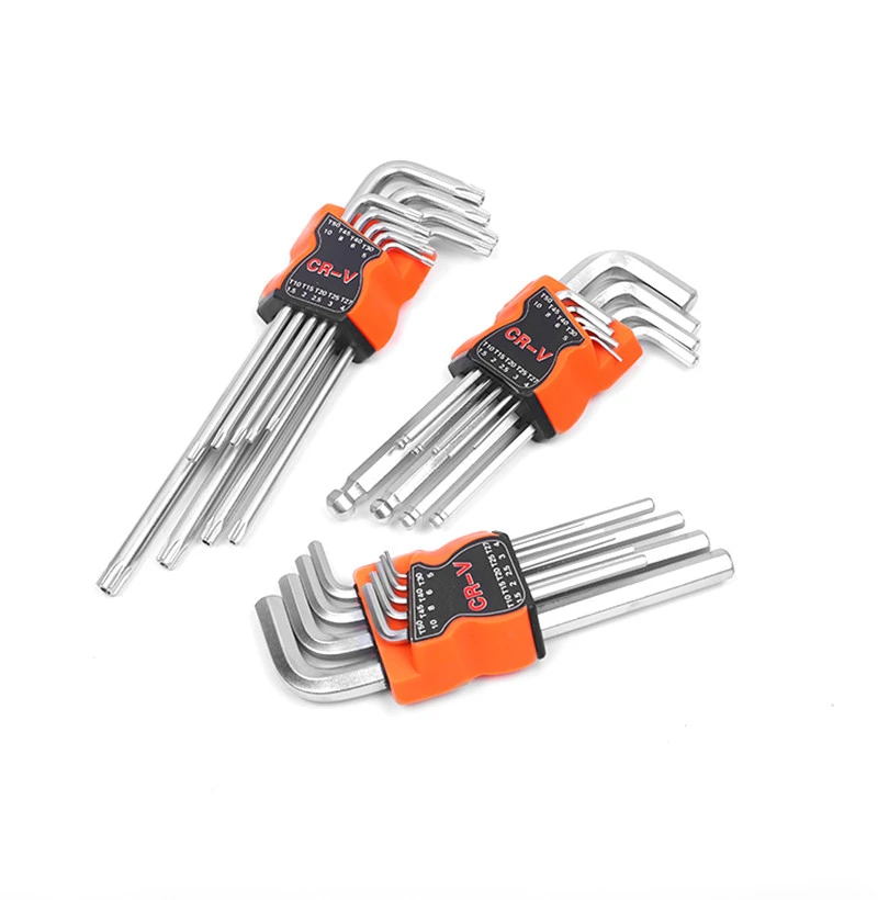 

9pcs L Type Screwdriver Double-end Hex Wrench Set Allen Key Hexagon Torx Star Spanner Key Set Hand Tools
