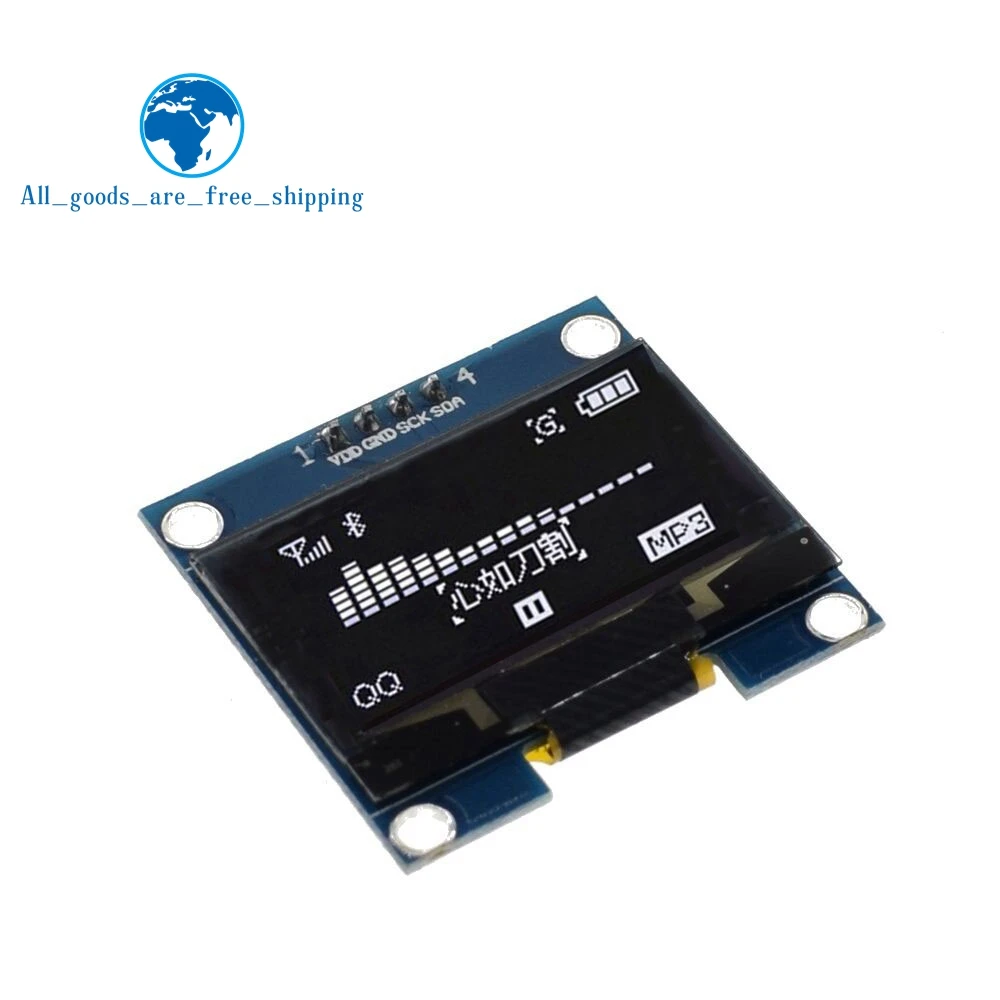 

TZT 1PCS 4PIN 1.3" OLED module white/blue color 128X64 1.3 inch OLED LCD LED Display Module 1.3" IIC I2C Communicate