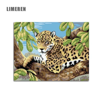 

Coloring By Numbers Oil Painting Picture DIY Handmade Wall Art Canvas Paint Home Decor Lying Cheetah For Living Room Gift