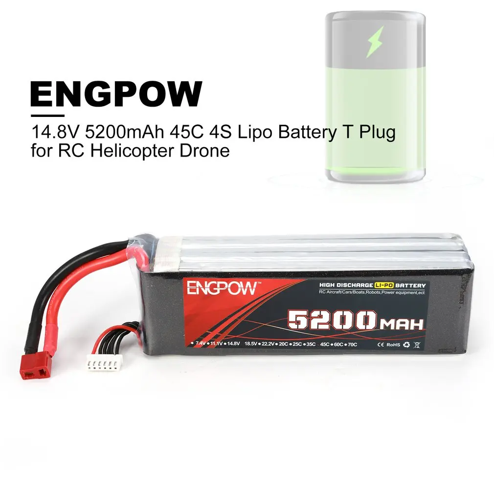 

14.8V 25C/60C 4S 1P Power Lipo Battery T Plug Rechargeable for RC Racing Drone Quadcopter Helicopter Airplane
