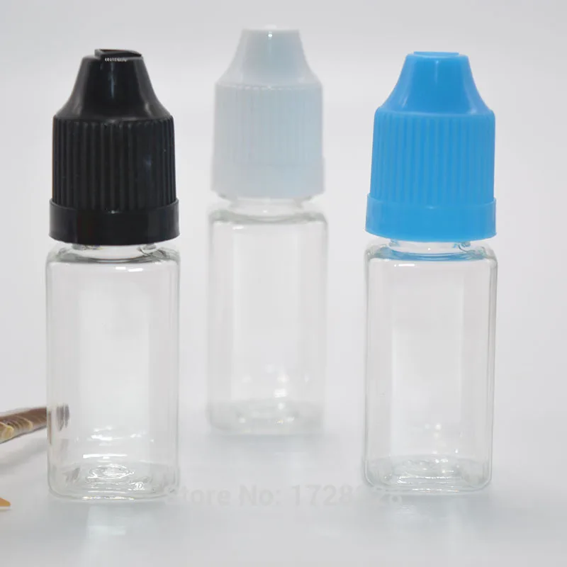 

3100pcs Square Bottle For liquid With Child Proof Safety Cap Juice Empty Oil Bottles 10ML Plastic Bottle