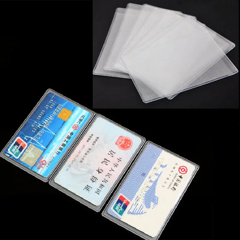 10PCS PVC Transparent Credit Card Holder Protect ID Card Business Card Cover-in Card & ID ...