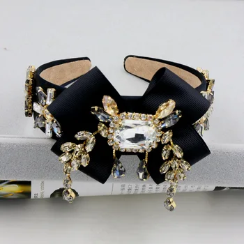 

Baroque Retro Bowknot Crystal Hairband exaggeration Wheat Bride headdress