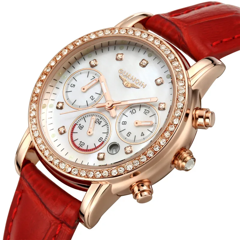 Relojes Mujer 2016 Brand GUANQIN Fashion Watch Women Genuine Leather Quartz Watch Relogio Feminino Women Dress