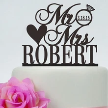 Акрил Обручальные Кольца На заказ невеста жених имя участия Торт Топперы Свадебные душ Декорации для вечеринок