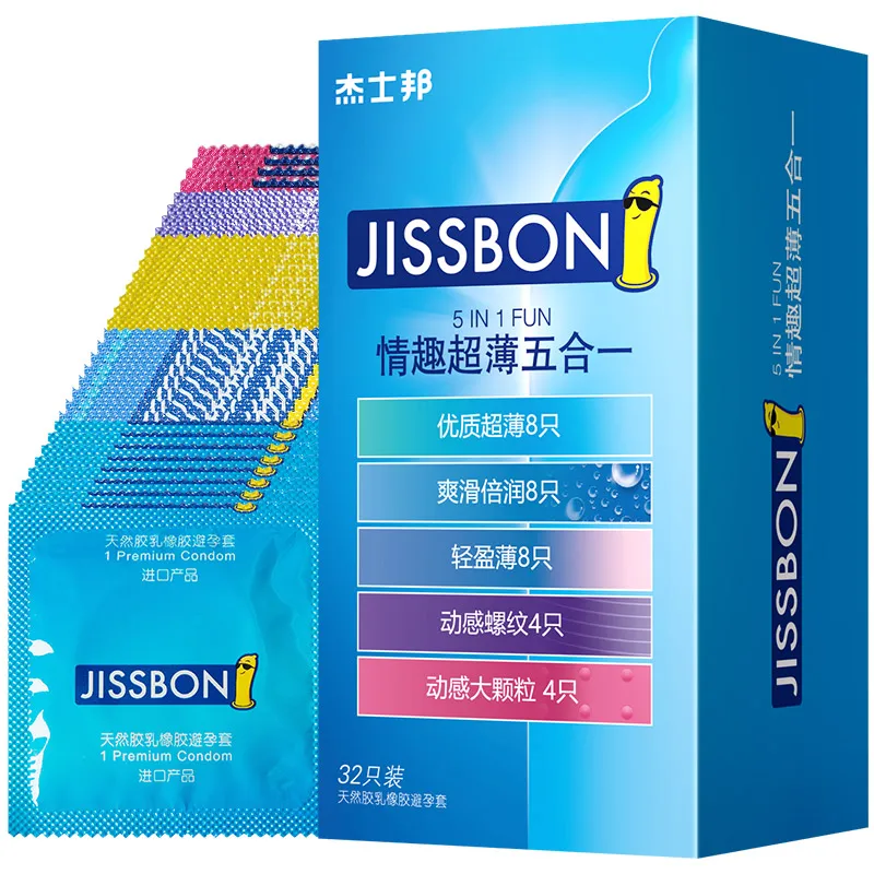Презерватив Jissbon Mix 5 в 1 ультратонкий удлинитель для пениса интимные эротические