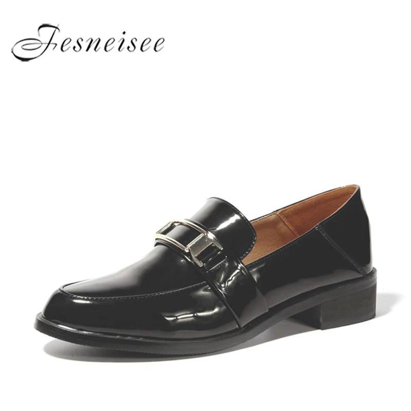 

FESNEISEE 2018 Women Shoes Mary Jane Ladies Med Heels PU Leather Shoes Square Heel Pumps Lady Shoes Black Brown Size 35-40 P6.0