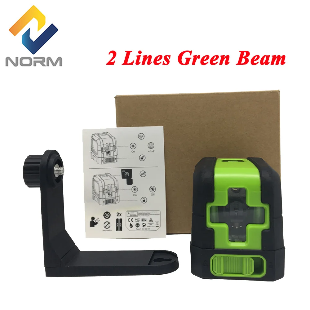 

Norm 2 lines laser level Green/Red beam self-leveling laser Leveler Vertical Horizontal Cross laser line measuring instrument