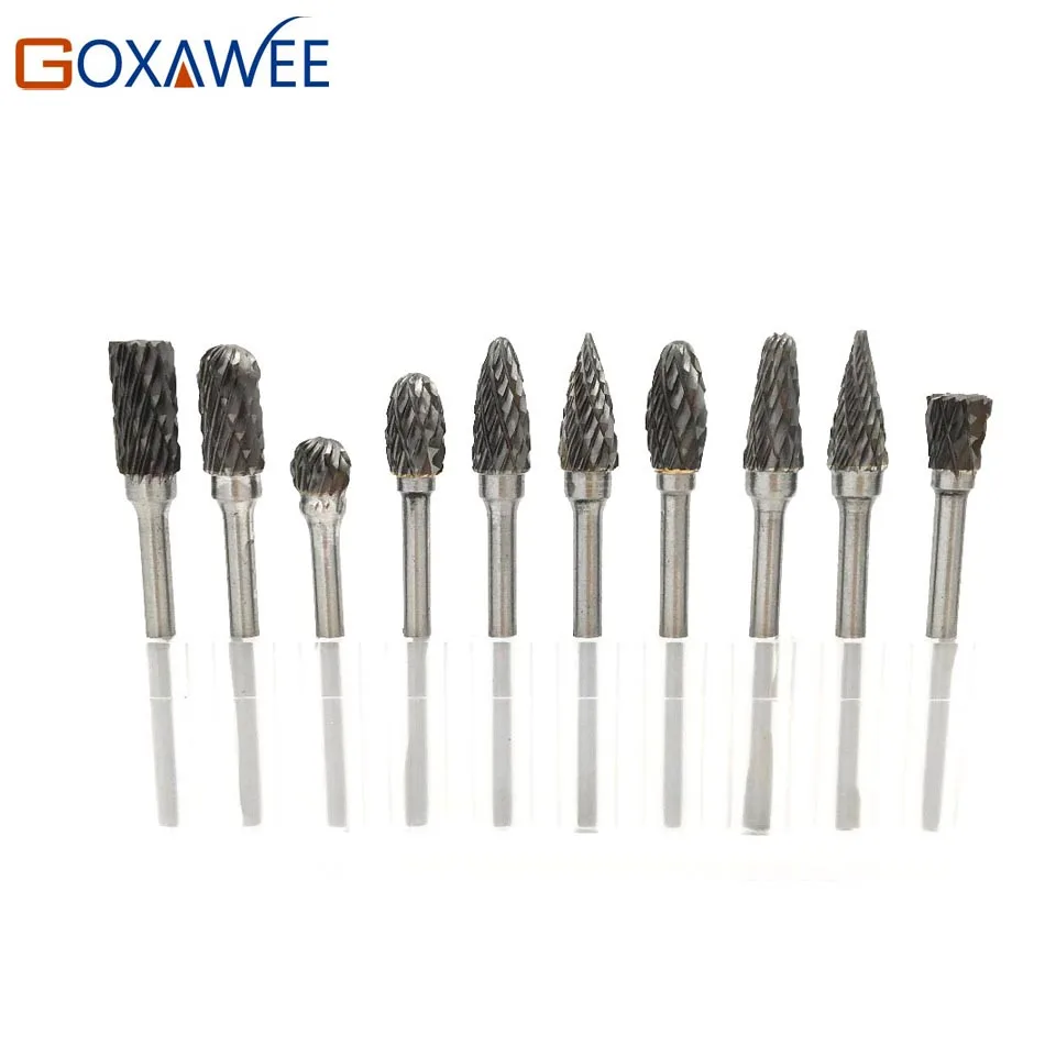 

GOXAWEE 3*6 mm Rotary File Tungsten Carbide Cutter Bur Drill Bit Woodworking Milling Cutter Polishing Tool for Dremel RotaryTool