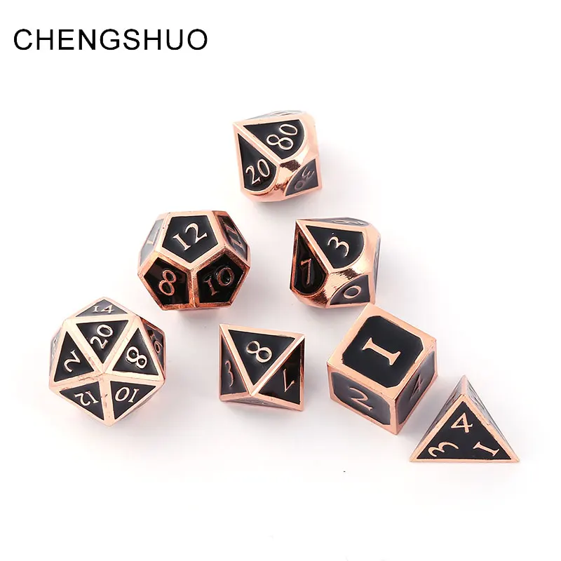 

Chengshuo dnd dice metal rpg sets polyhedral dungeons and dragons d20 10 8 12 table games Zinc alloy black dices pattern digital
