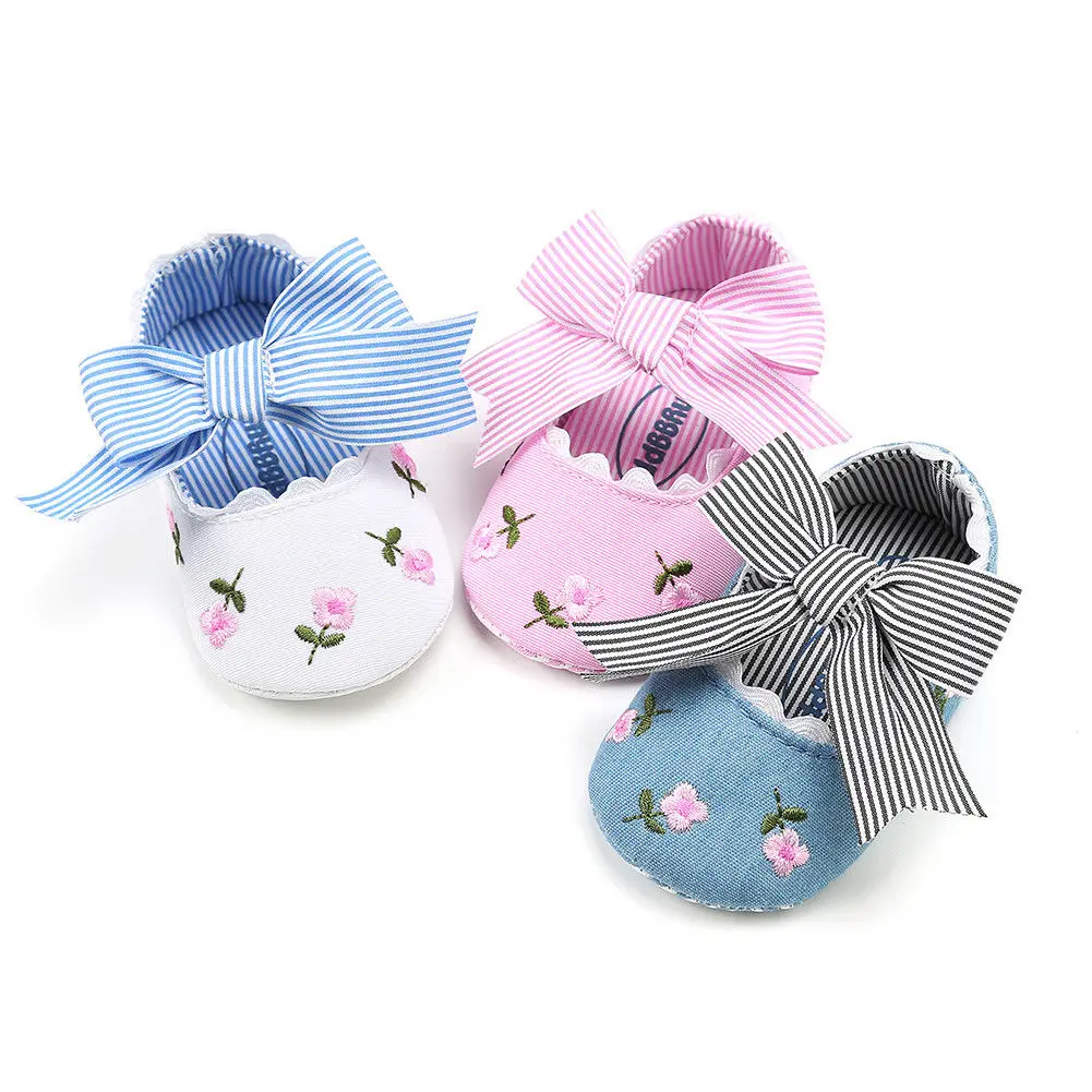 

Pram Newborn Baby Kids Infant Striped Classic Girls Shoes Summer Baby Girl Flowers Princess Toddler