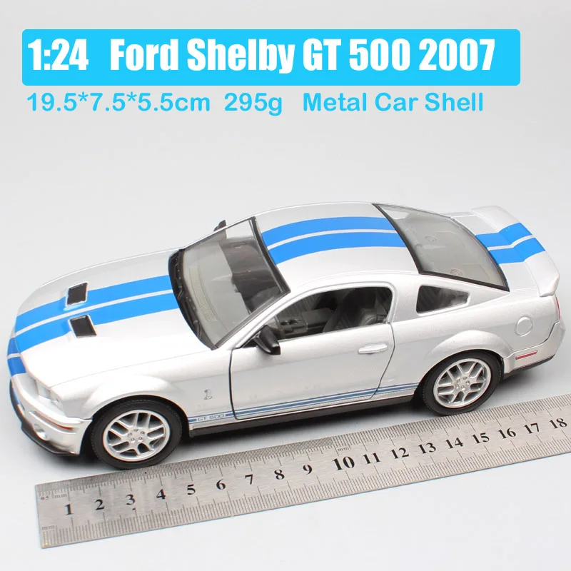 1/24 дорожный знак Ford Mustang Shelby GT 500 мышечные гоночные машины 2007 литые под давлением автомобили Весы Модель Миниатюрная игрушка для детей