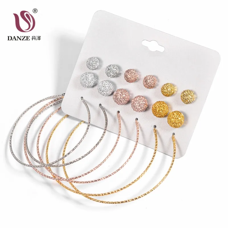DANZE 9 пар/лот панк матовый Комплект сережек для женщин Женский пирсинг массивные серьги круги Brincos aros ювелирные изделия