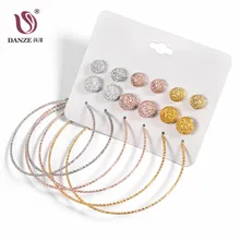 DANZE 9 пар/лот панк матовый Комплект сережек для женщин Женский пирсинг массивные серьги круги Brincos aros ювелирные изделия