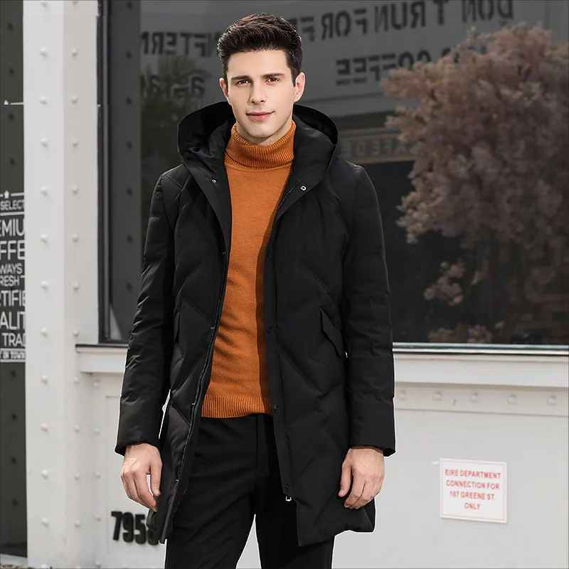 

Men's Duck Down Jacket Warm Thick Long Down Coat Hooded Feather Clothing Selected for Men Male 8811 New Cartelo