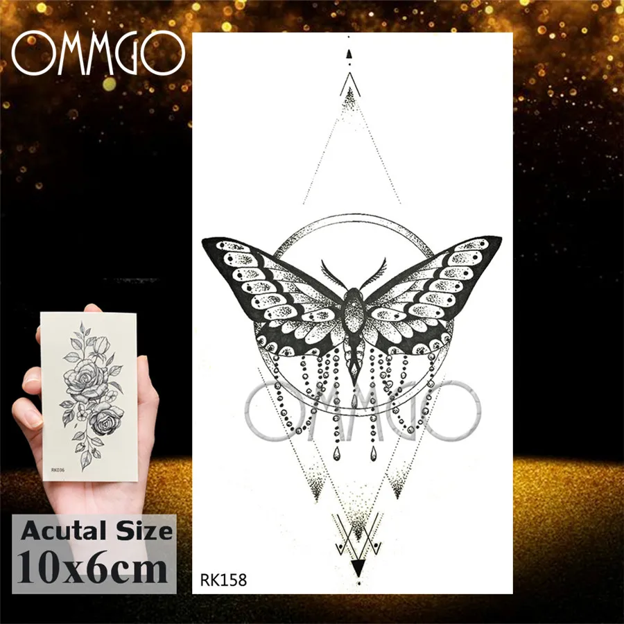 OMMGO лесной парящий Орел Временные татуировки для женщин мужчин шеи лодыжки татуировки бумага Водонепроницаемый черный поддельные наручные птицы татуировки наклейки - Цвет: ORK158