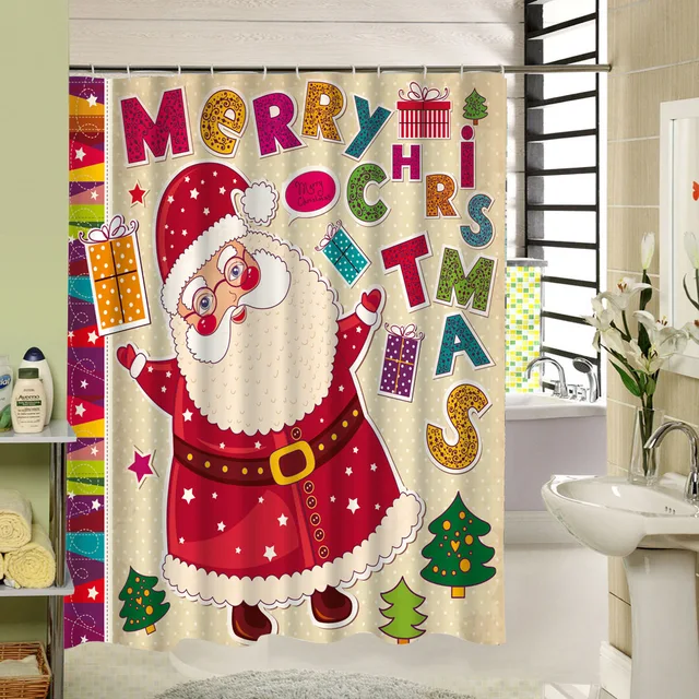 Christmas Waterproof Fabric Bath Shower Curtain For Christmas Waterproof Fabric Bath Shower Curtain For Merry Print Celebrate