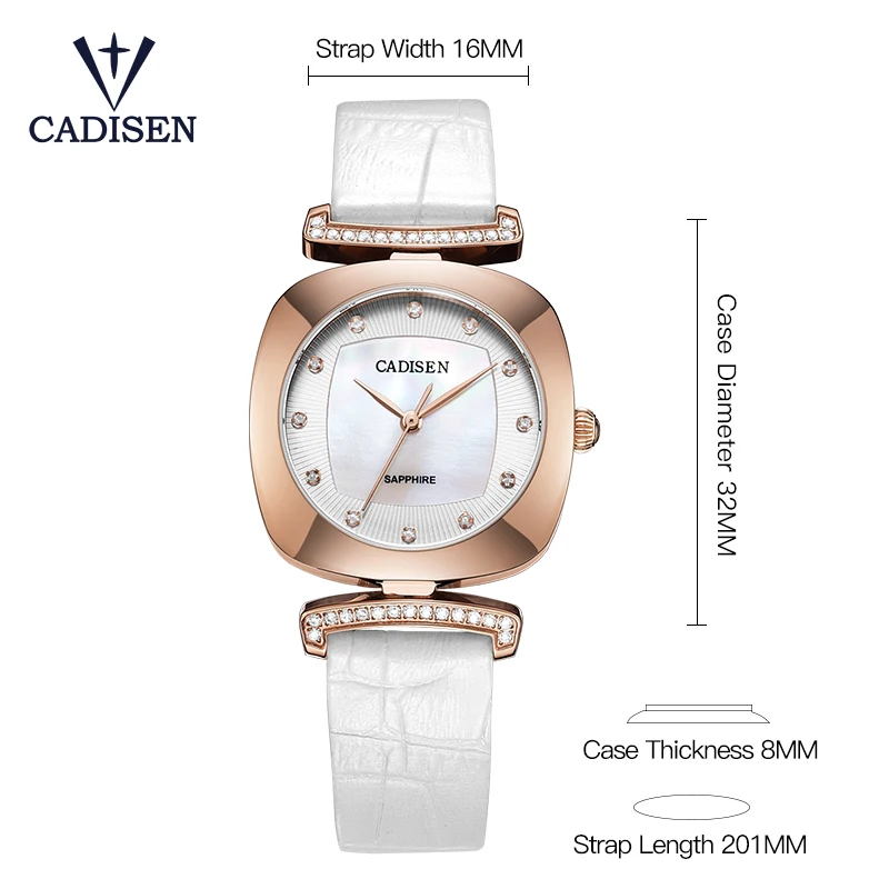 Cadisen Мода Элитный бренд часы кварцевые женские кожаные часы час montre femme relogio feminino часы из нержавеющей стали