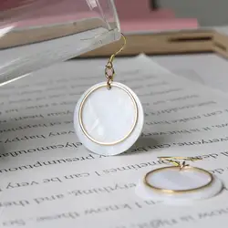Простой золотым покрытием S925 серебро крючок геометрический белый круглый природных Shell сплав круг серьги для Для женщин ювелирные изделия