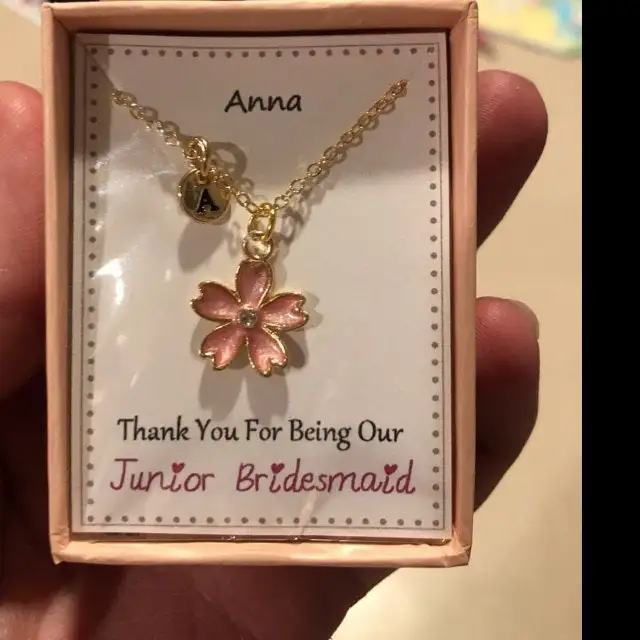 Personalised necklace little flower girl bridesmaid thank you gift present