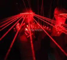 Free Ship 1Piece Red Laser Shades DJ Dancing Stage Show Light with 10 Pcs lasers LED glasses light for DJ Club/Party/Bars