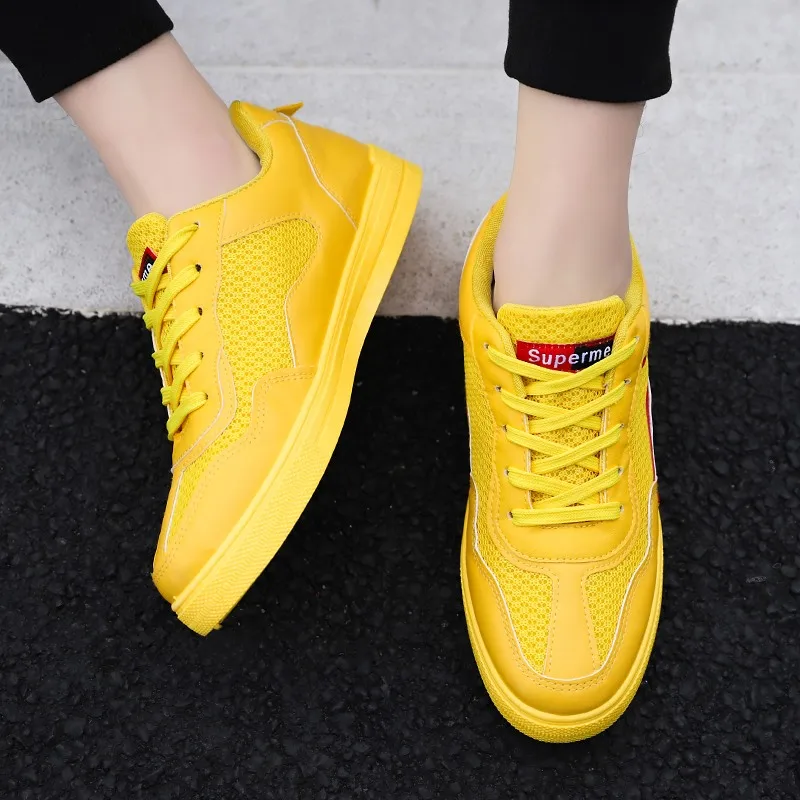 

Thestron Men Designer Shoes Skate Shoes Male Fashion Shoes Yellow Black White Footwear Brand 2019 Spring Designer Comfortable