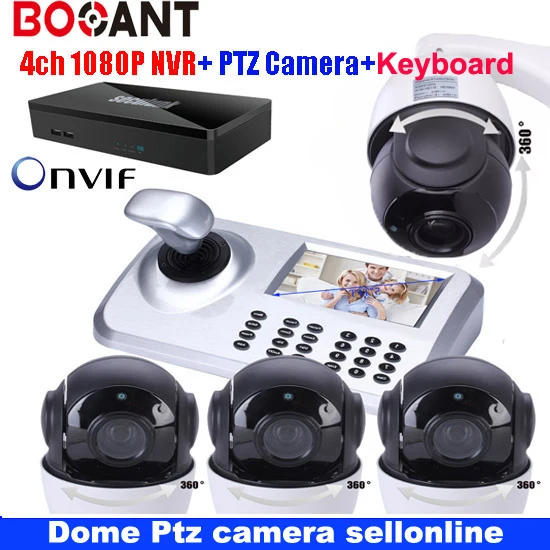 4 шт. 1080 2MP средняя скорость PTZ ИК ONVIF комплект ip-камеры с 5," HD ЖК-дисплей сетевой джойстик с приводом наклона/поворота и увеличительным объективом контроллер клавиатуры