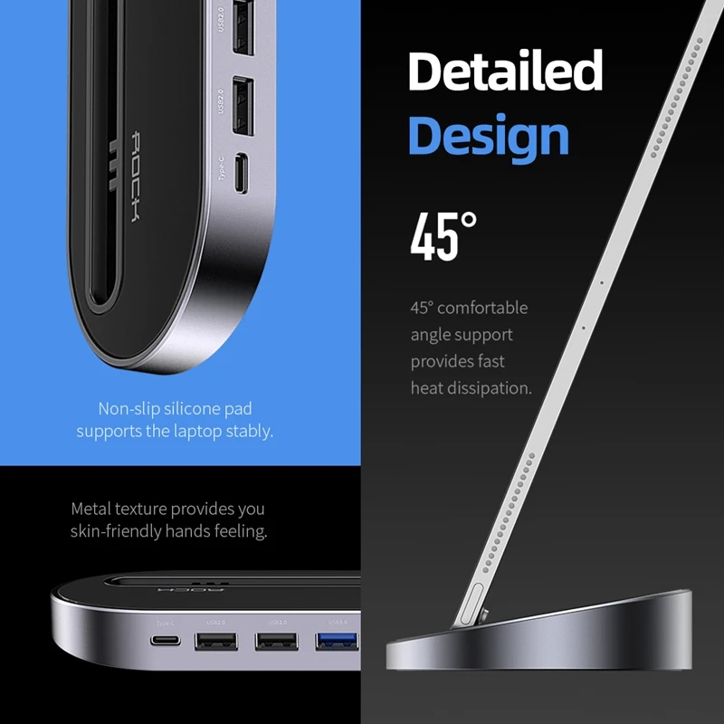  ROCK Type-C 3.1 Hub usb Docking Station USB C to HDMI Port Dex Station 100W PD Fast Charge Power Ad
