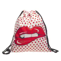 Унисекс рюкзаки со смайликами 3D печать сумки Drawstring рюкзак (красный и белый)