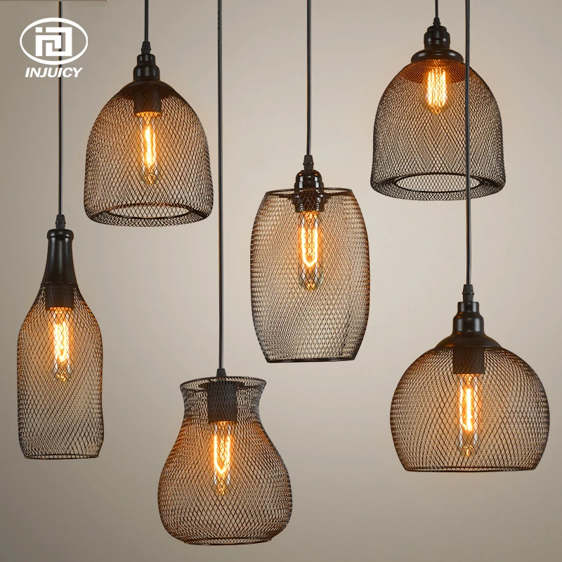 faroles vintage para loft lampara de techo industrial retro con rejilla de hierro iluminacion para restaurantes bares comedor