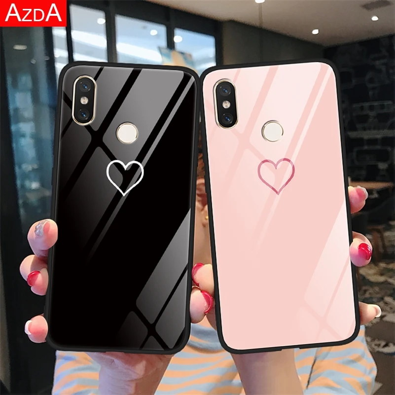 Чехол из закаленного стекла с сердцем и леопардом для Xiaomi Redmi 7 5 Plus 6A S2 Y2 Note 4X 6 K20 Pro
