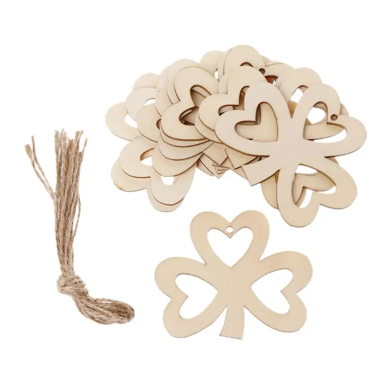 

10pcs/set Hollow Three Leaf Clover Wooden Hanging Plaque Sign St. Patrick's Day Ornaments Decor