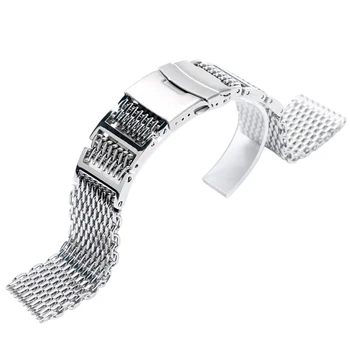 

Shark Mesh 20mm/22mm/24mm Solid Link Silver Watch Band Strap Cool Men Women Replacement Bracelet Stainless Steel Luxury