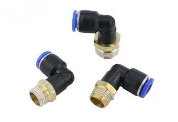 

10pcs PL10 Tube O/D 10mm Brass Male Thread Size 1/8" 1/4" 3/8" 1/2" Elbow 90 Degree Push In Fittings Pneumatic Quick Connector