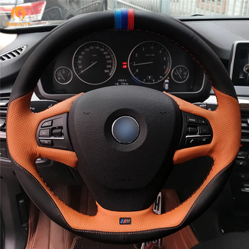 MEWANT черный кожаный оранжевый чехол рулевого колеса автомобиля для BMW F25 X3 2011 2017 F15