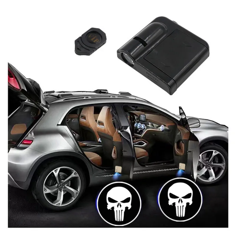 

2PCS Led Car Door Welcome Logo Light For Bloody Punisher Skull for PUNISHER Skull Projector Ghost Shadow Lamp
