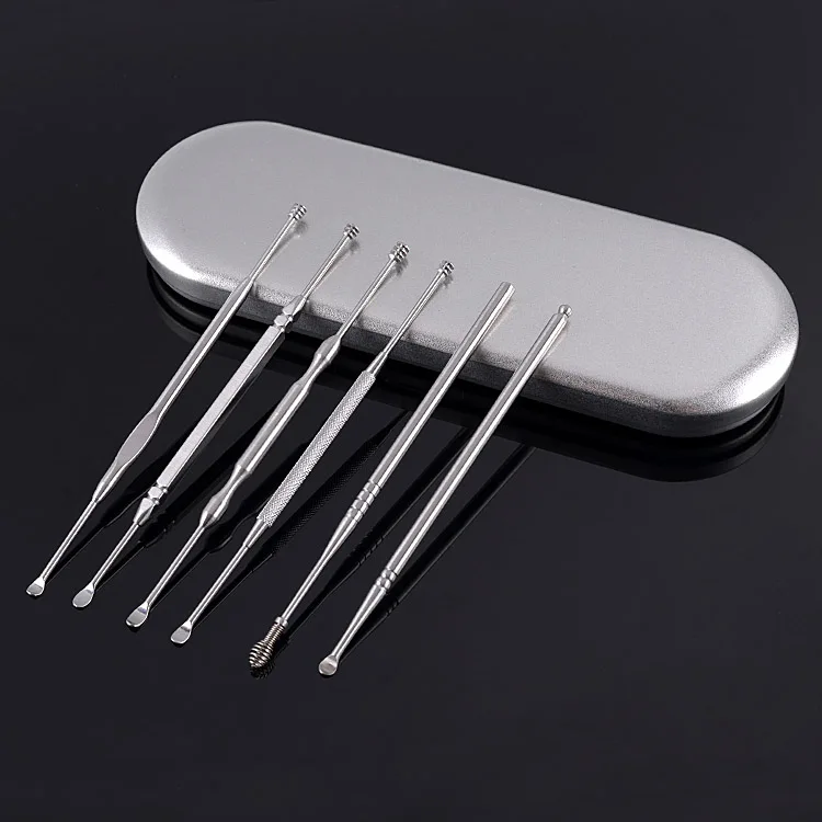 

Stainless steel ear spoon 6 sets ear wax cleaner ear spoon ear cleaning tool