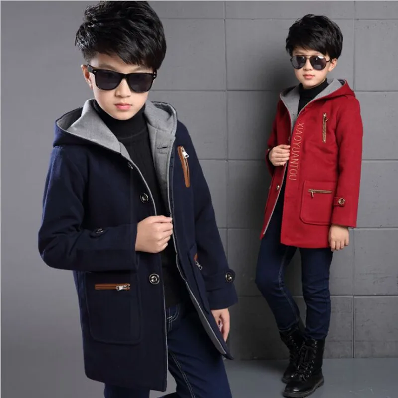 2018 Autumn and Winter New Boys Wool Coat Children's Clothing Casual Long-Sleeved Thick Hooded Woolen Coat 2018 Autumn and Winter New Boys Wool Coat Children's Clothing Casual Long-Sleeved Thick Hooded Woolen Coat