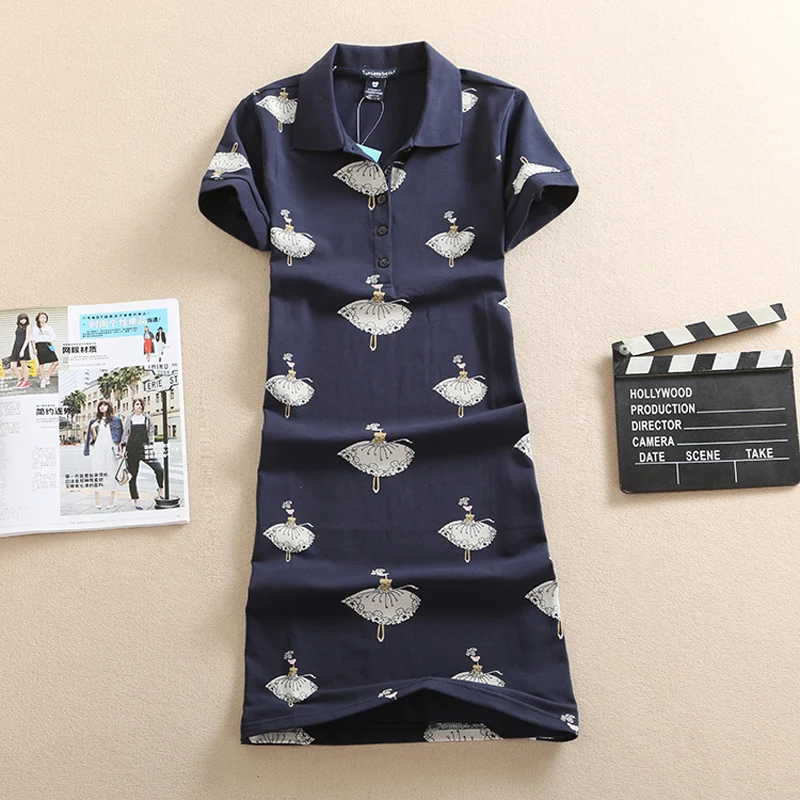 

Baharcelin Embroidery pritned Polos Casual Dresses De Festa T Shirt Femme Summer Tops Clothing Slim Dress Ete Vestidos