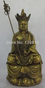 

12"China Pure Brass Copper Jizo Kshitigarbha Xuanzang Bodhisattva Buddha statue
