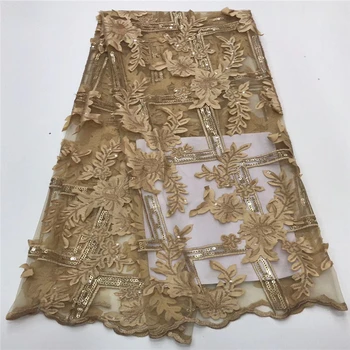 

Tollola Sequins High Quality Nigerian Tulle Lace Fabrics Gold Embroidery Mesh African Lace Fabric Bride French Net Lace Fabric