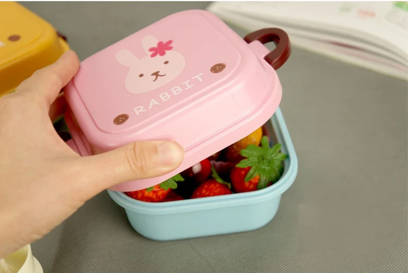 MIni 540ml Bento Box For Kids School  Fruit Food Container Storage Boxs Plastic  Double Layer Lunch Box Dinnerware Accessories 14