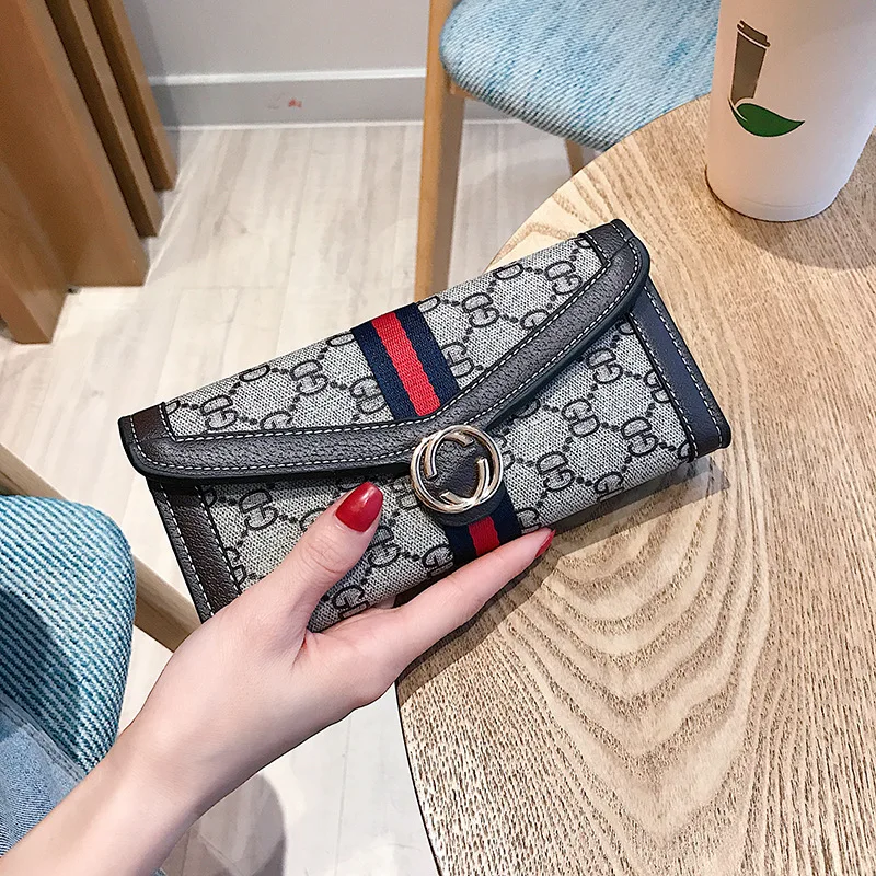 

Women Wallets New Letter Soft Face Long Wallet Korean Version of The Tide More Card Position Coin Purse Wallet Female