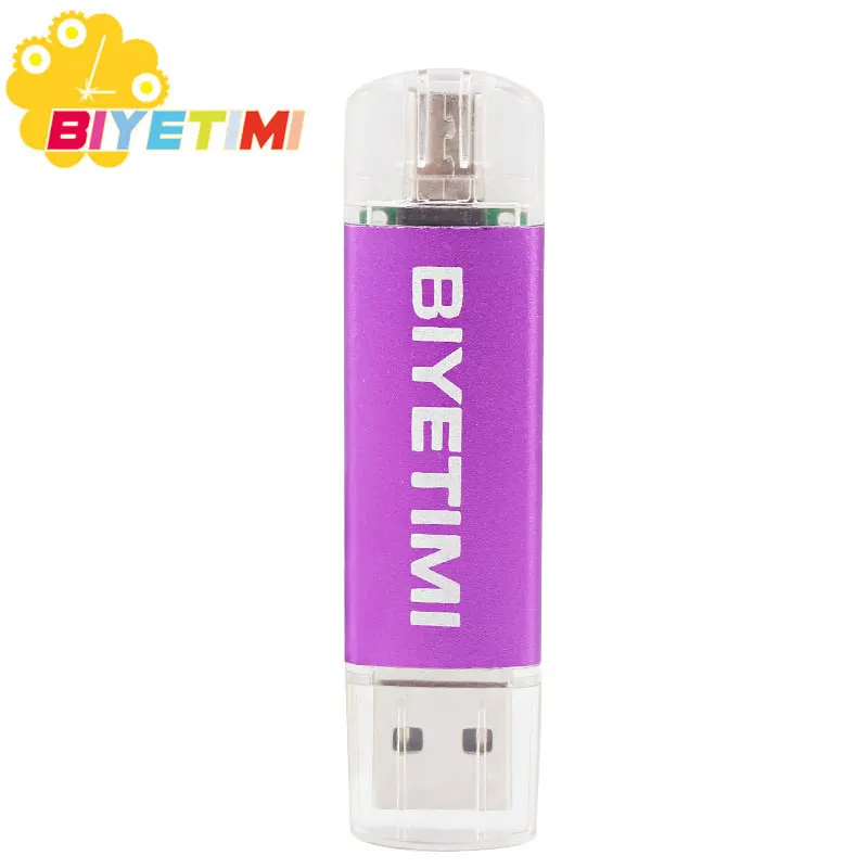 Фиолетовый Флеш-диск usb 2,0 флеш-накопитель usb флеш-накопитель 32 ГБ 64 ГБ micro usb карта памяти Biyeitmi - Цвет: Фиолетовый